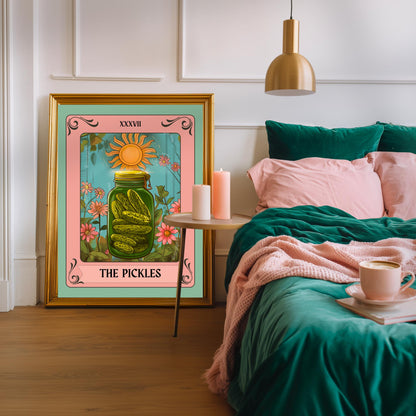 The Pickles Tarot Card Print – Funny Kitchen Wall Art Pickle Lover Gift Witch Decor Colorful Kitchen Print