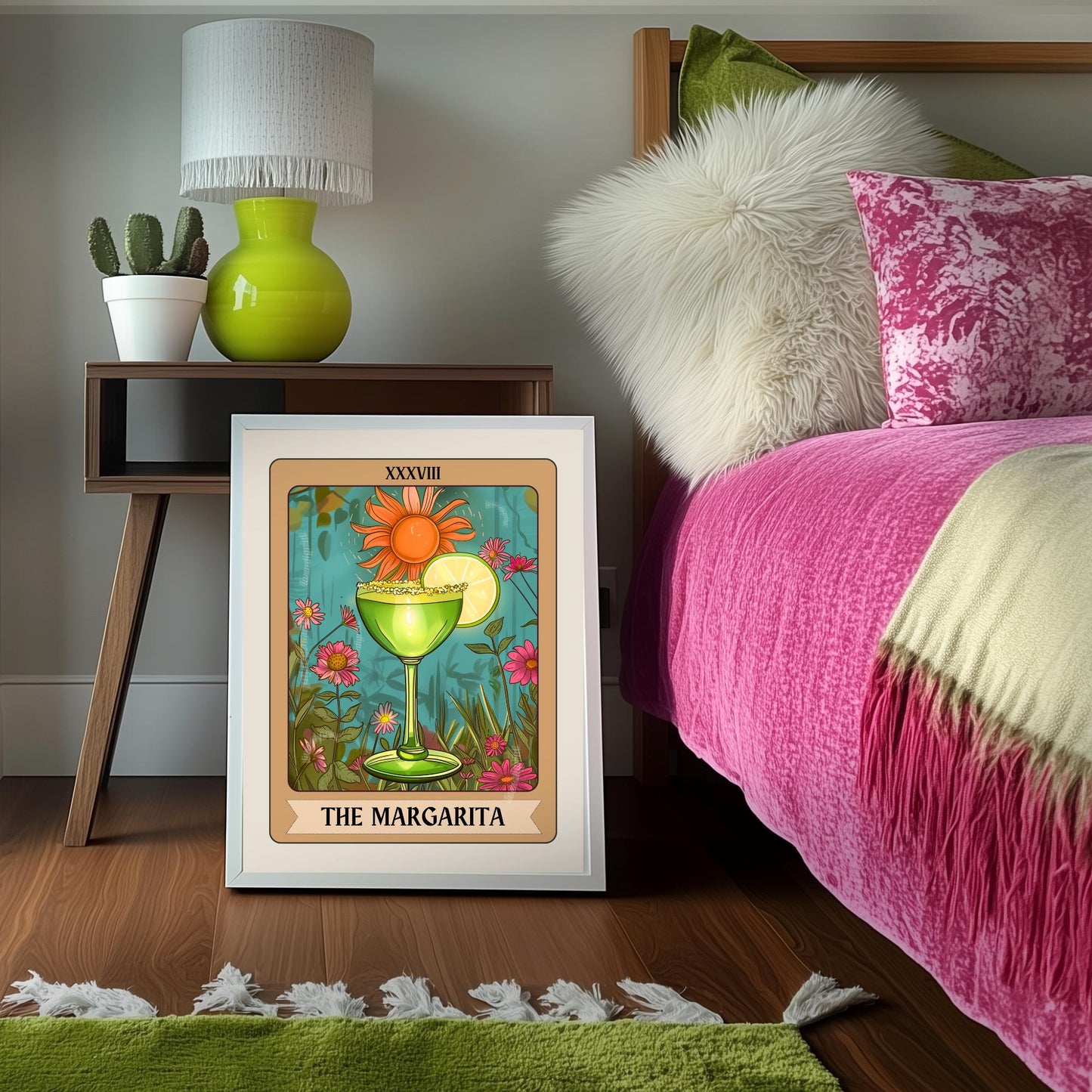 Margarita Tarot Card Print - Witchy Bar Cat Decor Boho Eclectic Wall Art Cocktail Gift Ideas