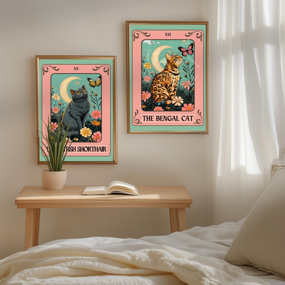 The Bengal Cat Tarot Card - Gift For Cat Owners Wall Art Witchy Cat Decor