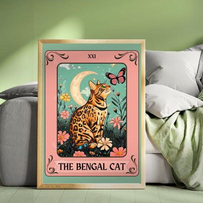 The Bengal Cat Tarot Card - Gift For Cat Owners Wall Art Witchy Cat Decor