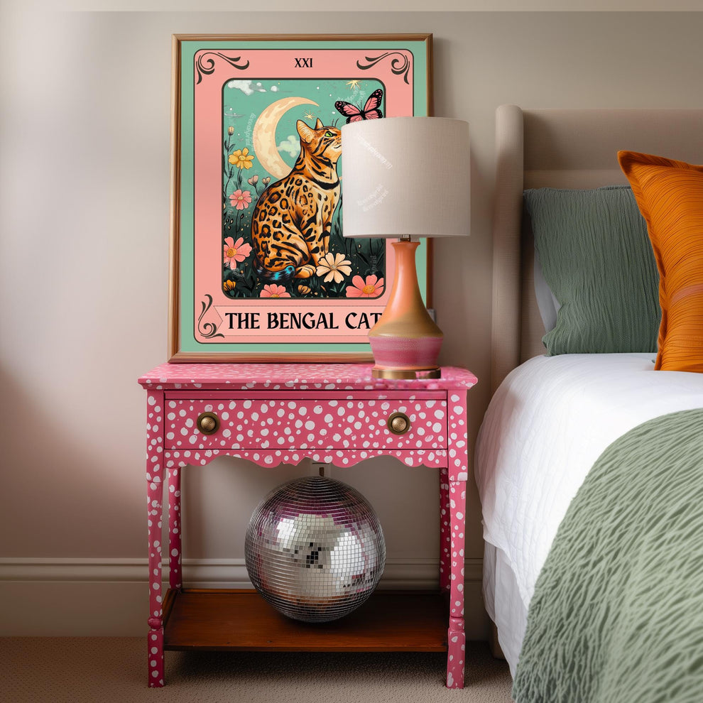 The Bengal Cat Tarot Card - Gift For Cat Owners Wall Art Witchy Cat Decor