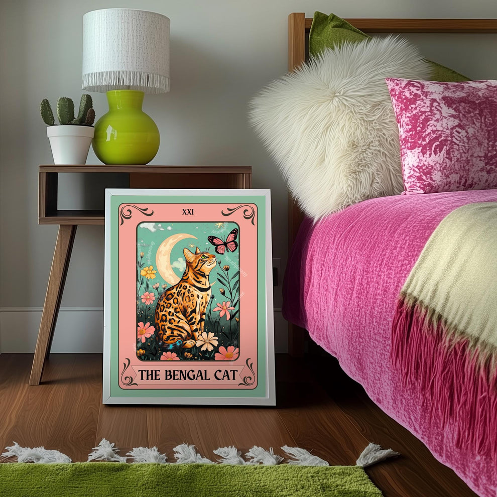 The Bengal Cat Tarot Card - Gift For Cat Owners Wall Art Witchy Cat Decor