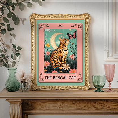 The Bengal Cat Tarot Card - Gift For Cat Owners Wall Art Witchy Cat Decor
