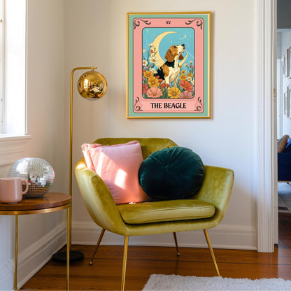 Beagle Art Print Tarot Card – Boho Dog Print Eclectic Wall Decor Hound Gift