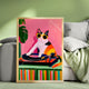 Cat DJ Print – Calico Cat Art Retro Vinyl Record Player Artwork Music Room Decor