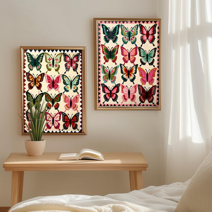 Set of Two Butterfly Art Prints – Earth Tones Boho Wall Decor