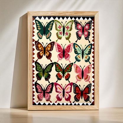 Set of Two Butterfly Art Prints – Earth Tones Boho Wall Decor