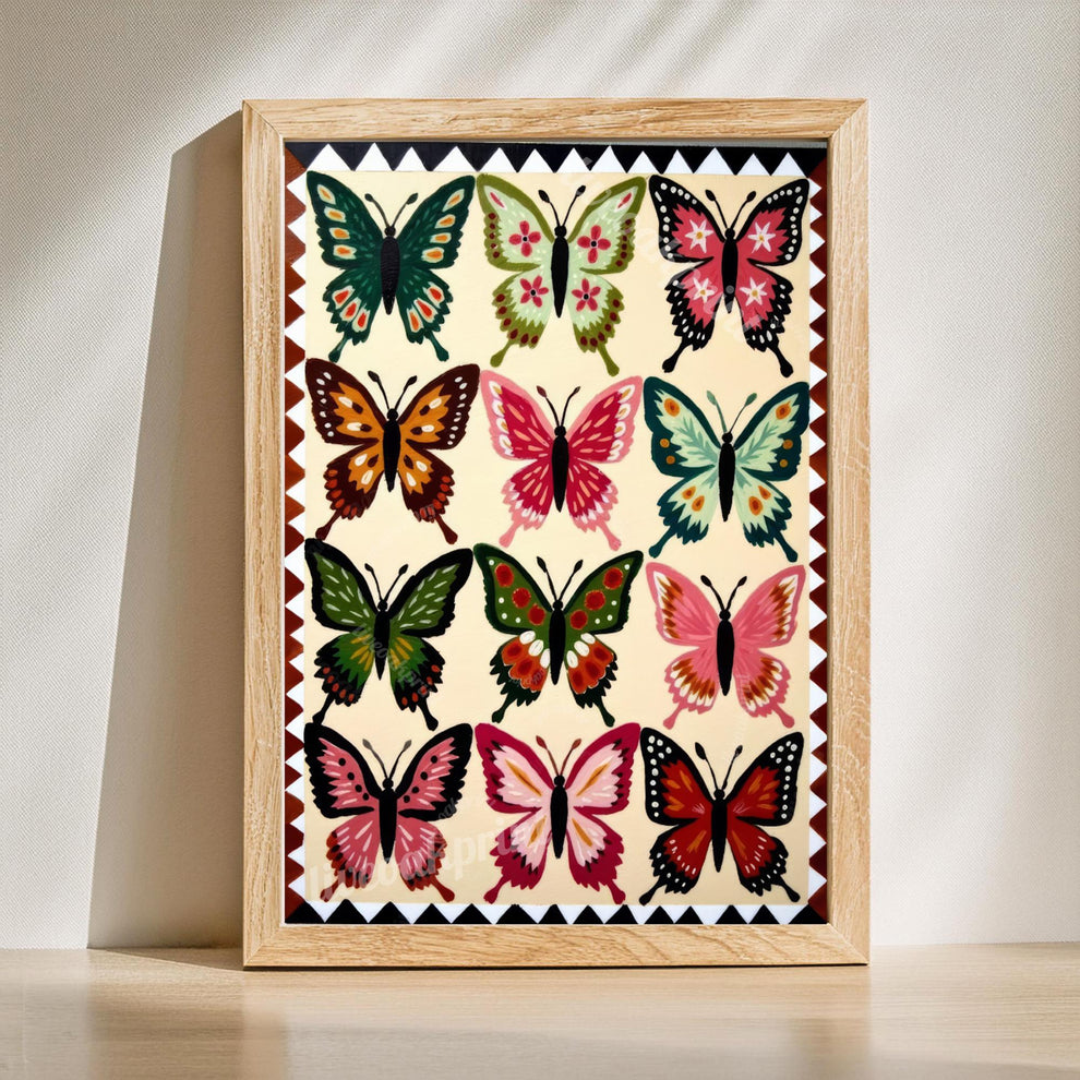 Set of Two Butterfly Art Prints – Earth Tones Boho Wall Decor
