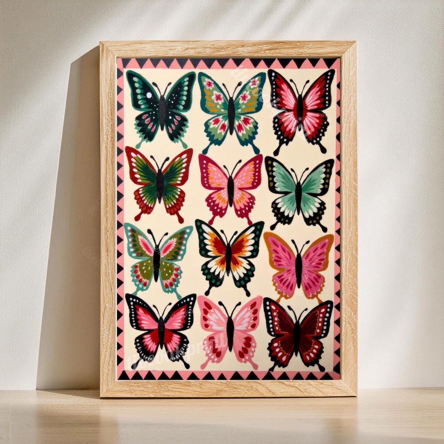 Set of Two Butterfly Art Prints – Earth Tones Boho Wall Decor