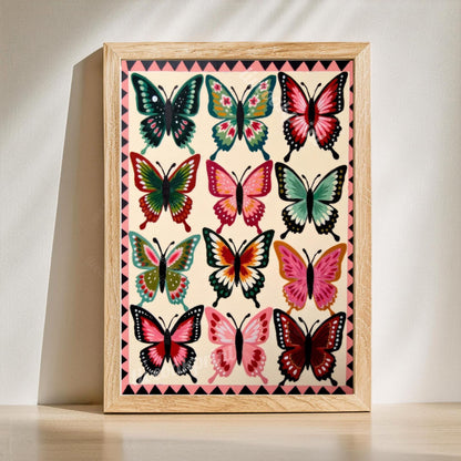Set of Two Butterfly Art Prints – Earth Tones Boho Wall Decor