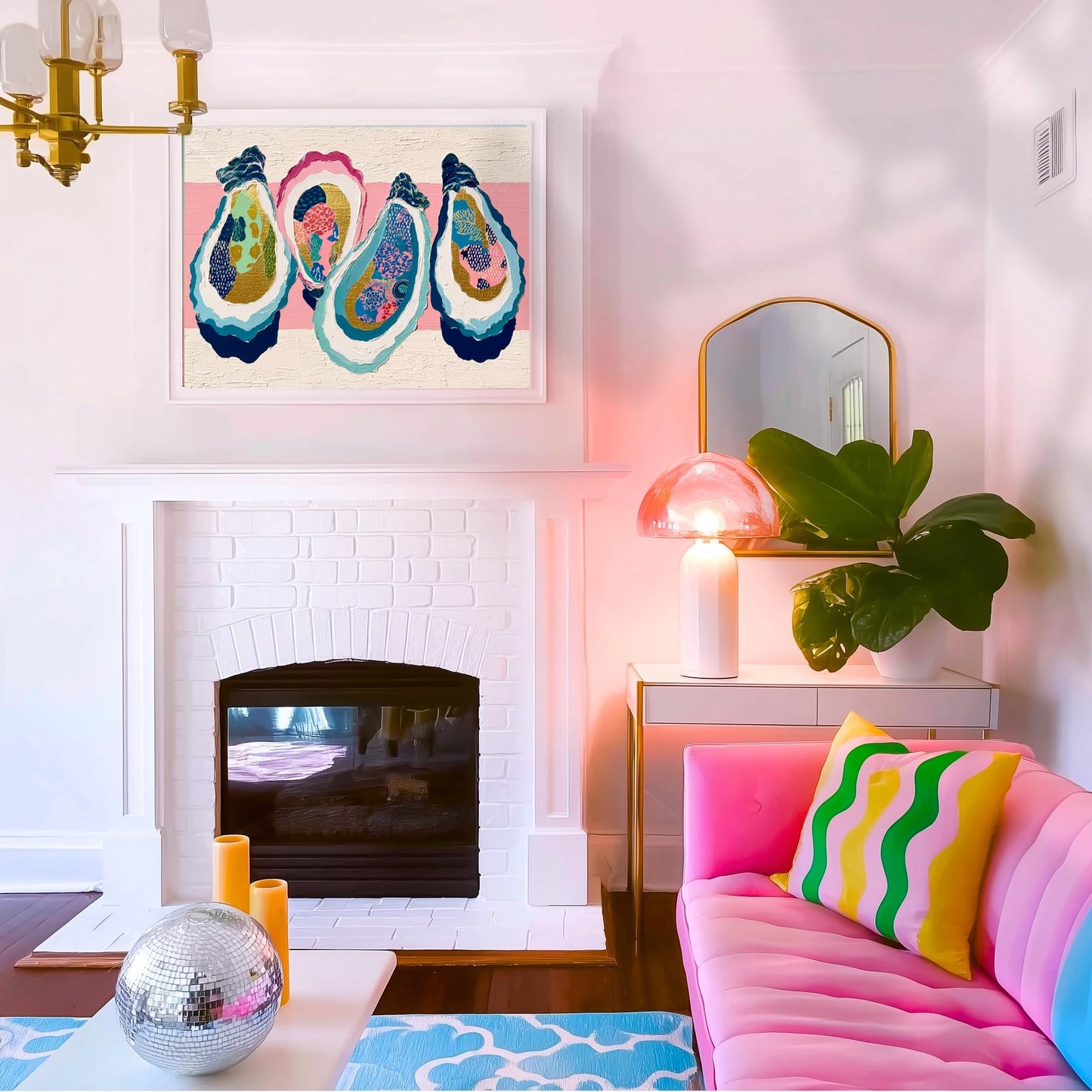 Layered Oyster Shell Print – Coastal Preppy Beach House Wall Art