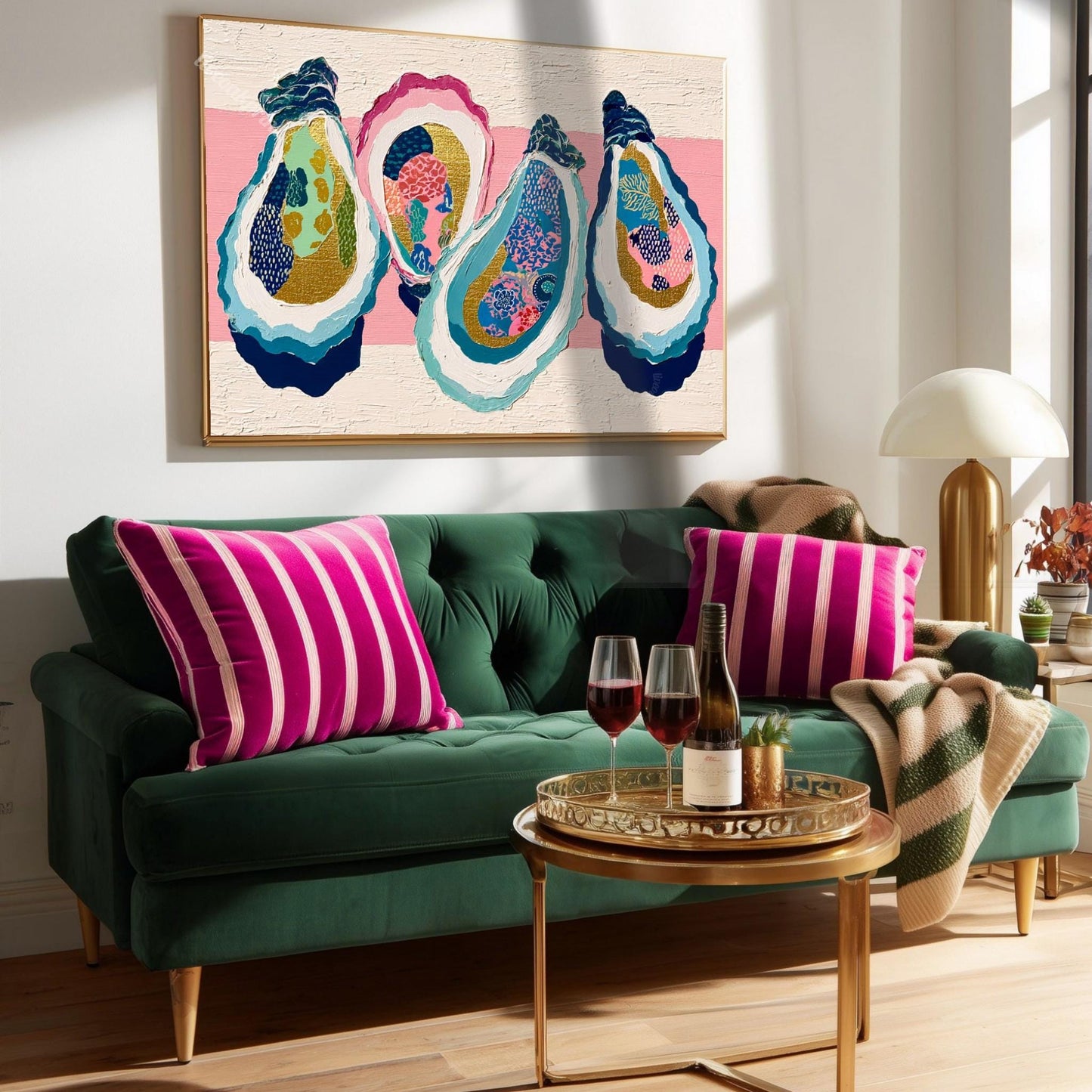 Layered Oyster Shell Print – Coastal Preppy Beach House Wall Art