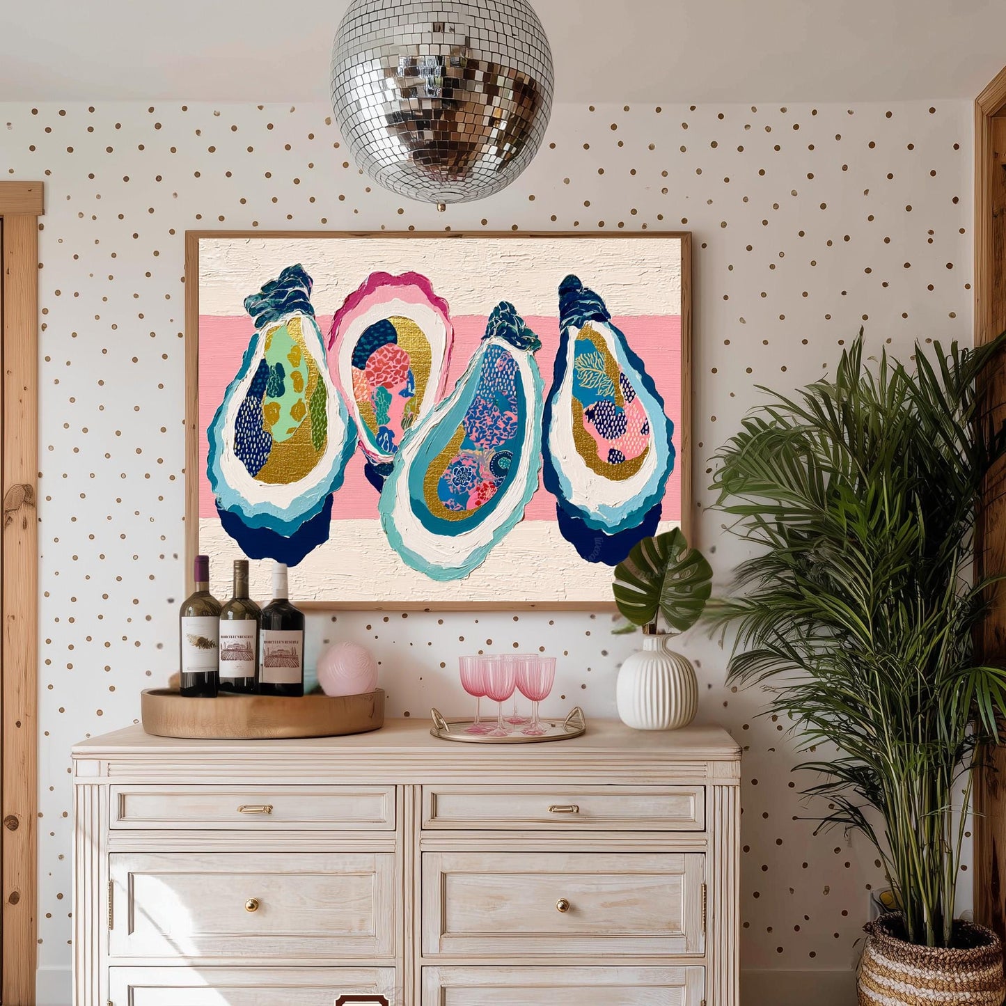 Layered Oyster Shell Print – Coastal Preppy Beach House Wall Art
