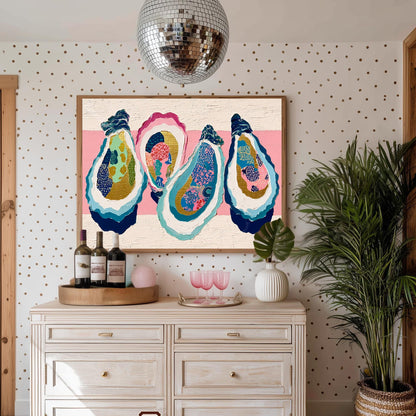 Layered Oyster Shell Print – Coastal Preppy Beach House Wall Art