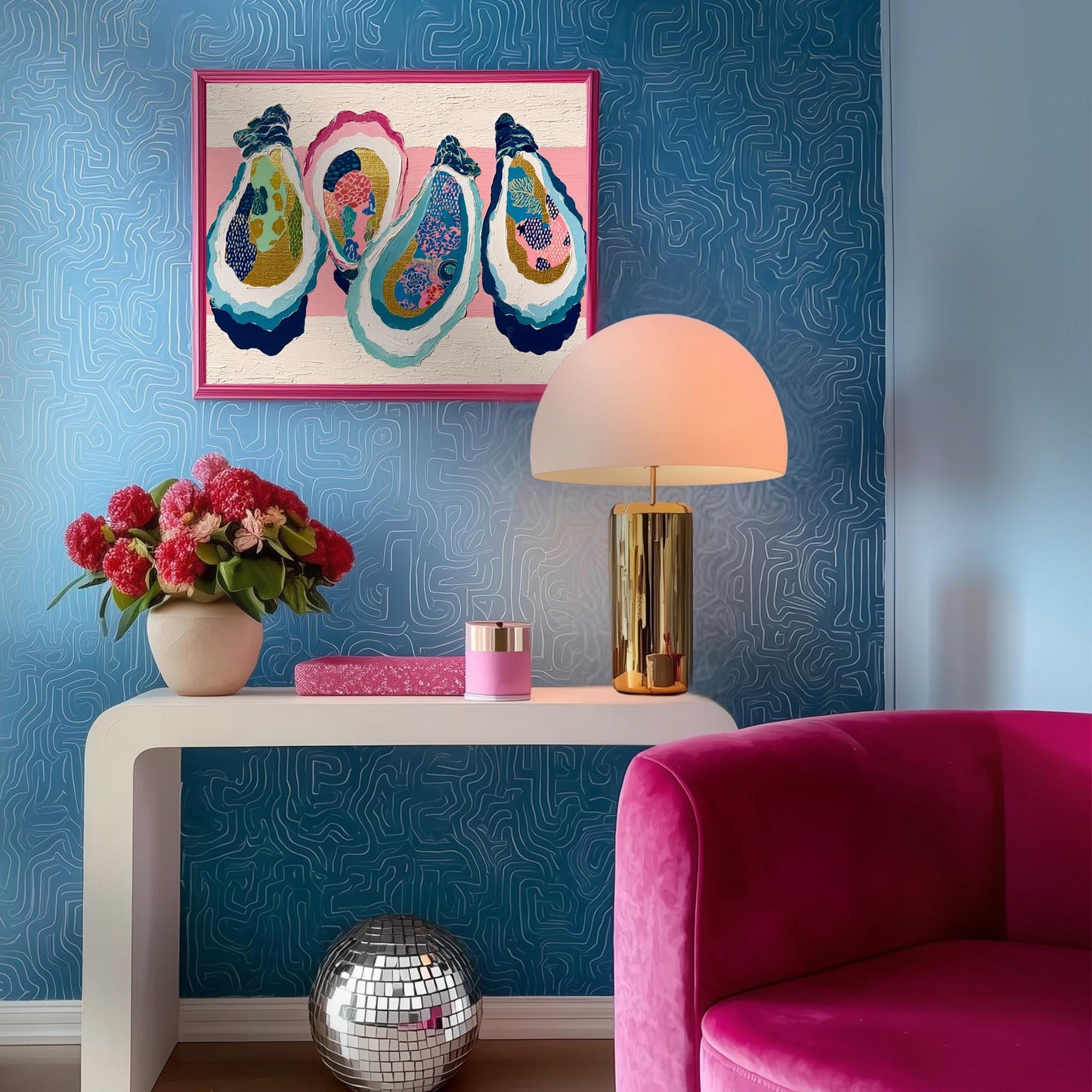 Layered Oyster Shell Print – Coastal Preppy Beach House Wall Art