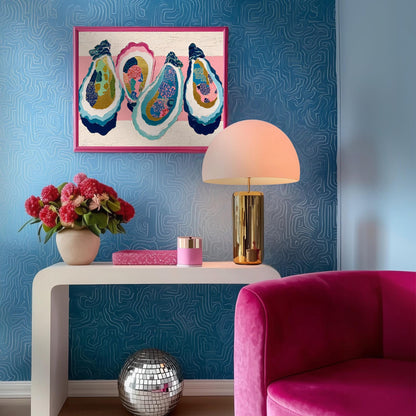 Layered Oyster Shell Print – Coastal Preppy Beach House Wall Art