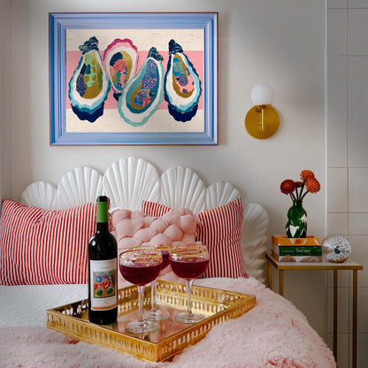 Layered Oyster Shell Print – Coastal Preppy Beach House Wall Art