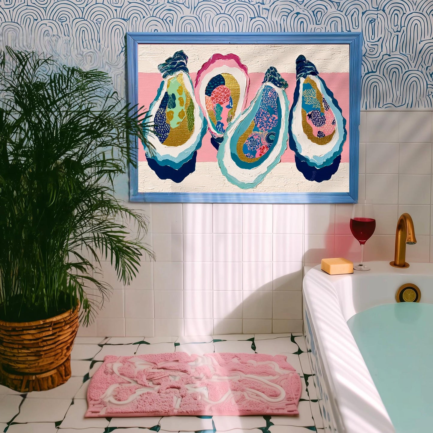 Layered Oyster Shell Print – Coastal Preppy Beach House Wall Art