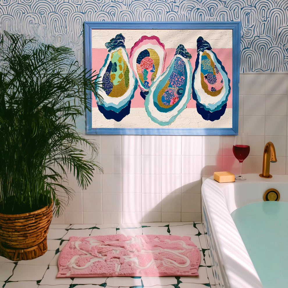 Layered Oyster Shell Print – Coastal Preppy Beach House Wall Art