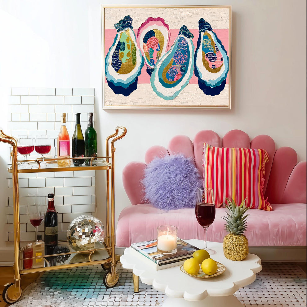 Layered Oyster Shell Print – Coastal Preppy Beach House Wall Art