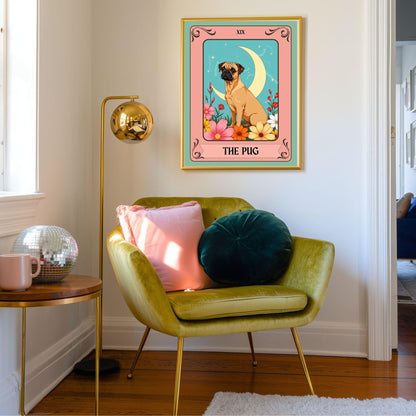 The Pug Tarot Card – Boho Pug Print Wall Decor Dog Owner Gift