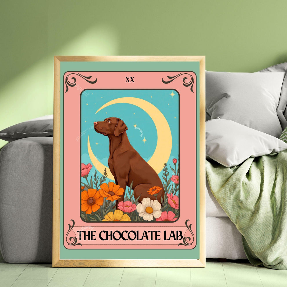Dog Tarot Wall Art – Mystical Boho Print, Choose Your Dog Style