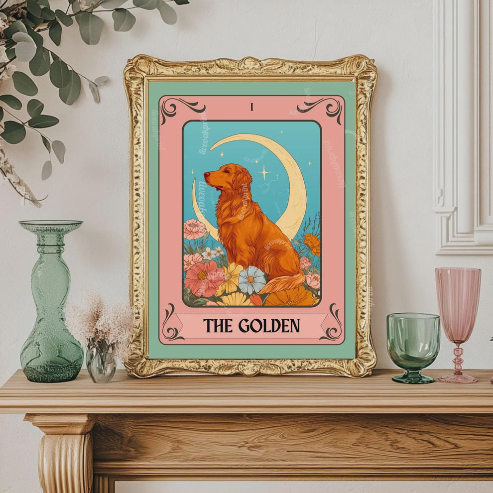 Dog Tarot Wall Art – Mystical Boho Print, Choose Your Dog Style