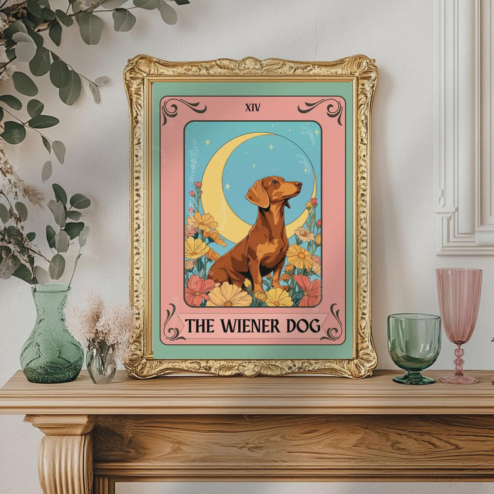 Dog Tarot Wall Art – Mystical Boho Print, Choose Your Dog Style