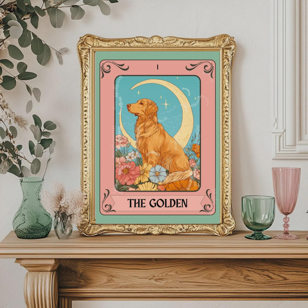 Dog Tarot Wall Art – Mystical Boho Print, Choose Your Dog Style