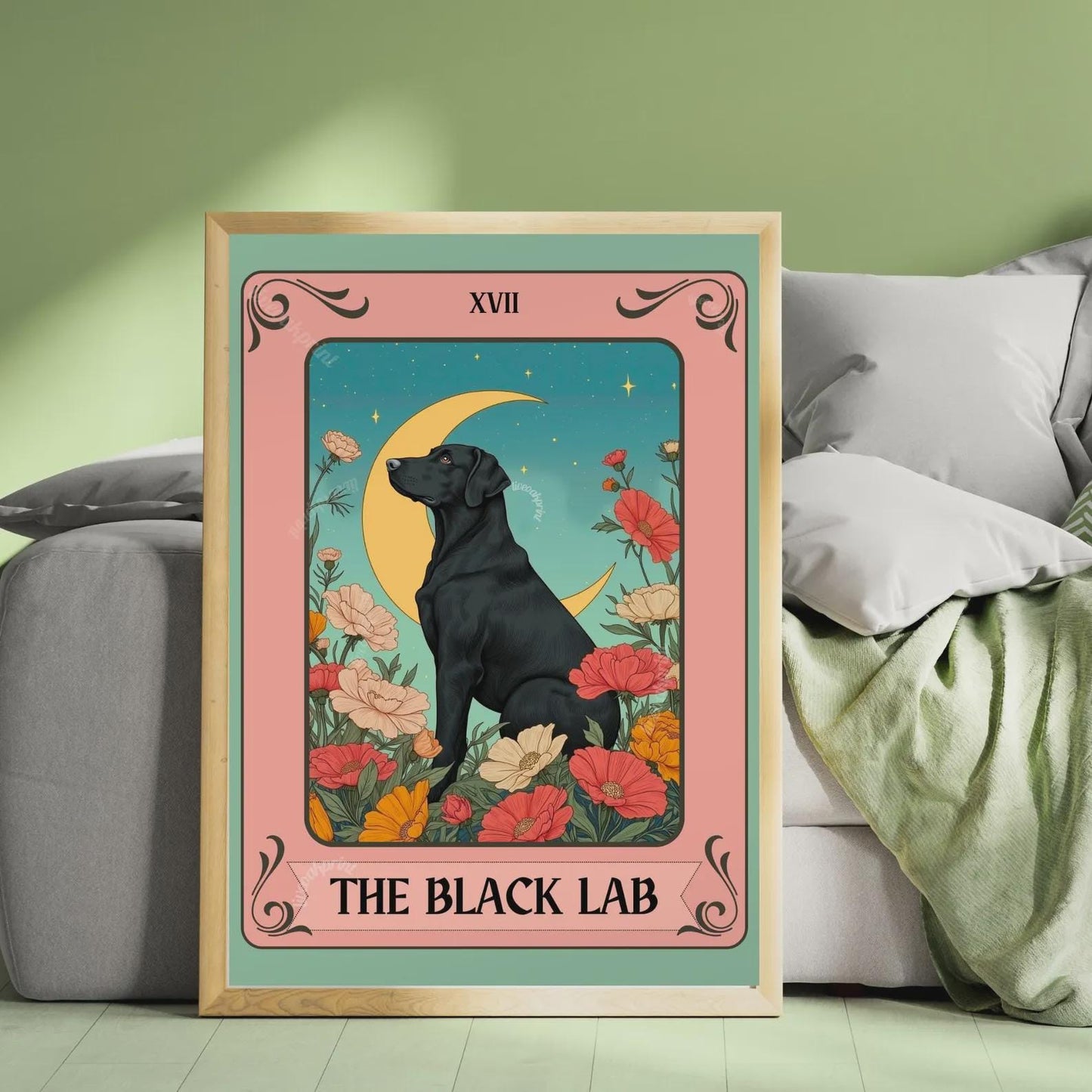 Dog Tarot Wall Art – Mystical Boho Print, Choose Your Dog Style