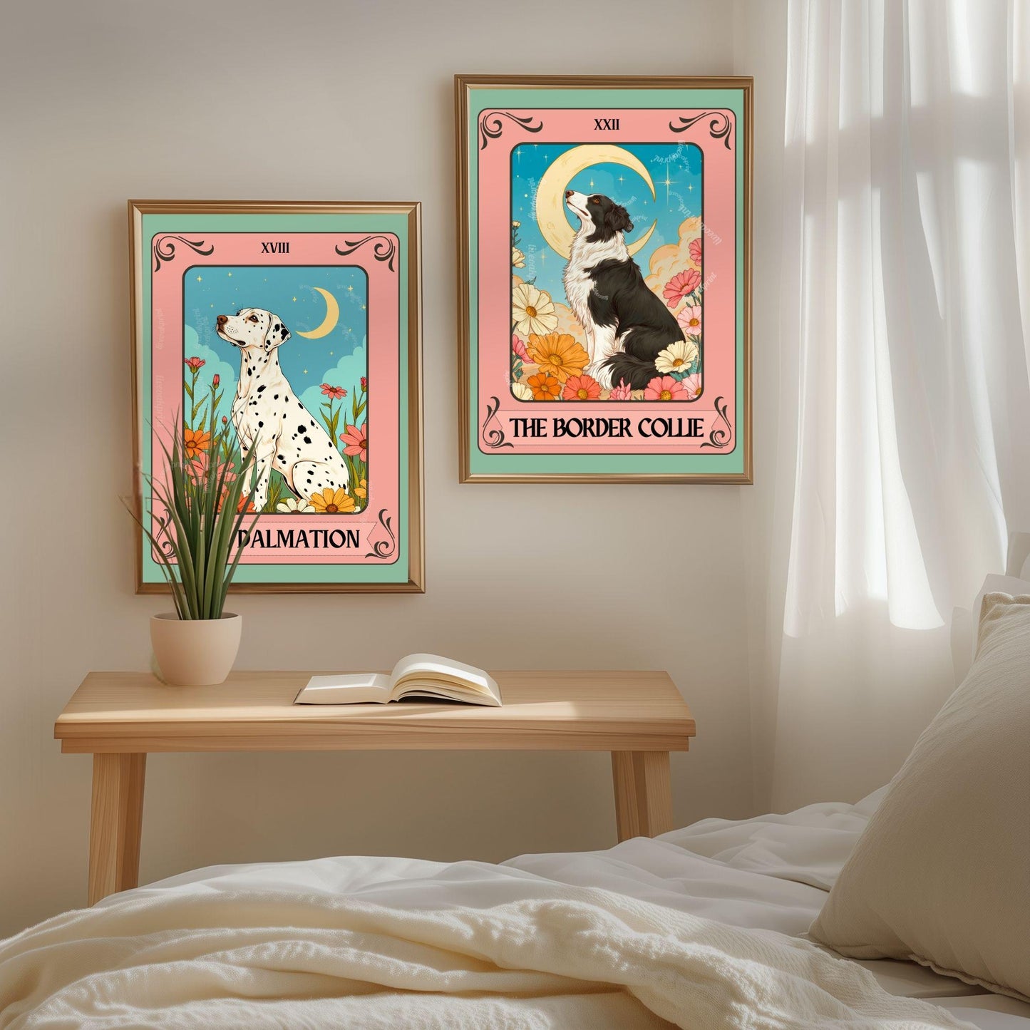 Border Collie Tarot Card Print – The Border Collie Dog Lover Gift Mystical Wall Art Vintage Tarot Dog Memorial Spiritual Decor