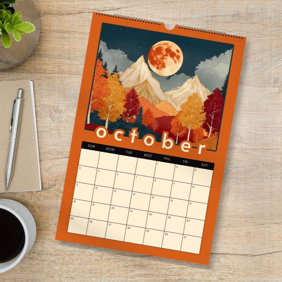 Mountain Views Calendar 2025–2026 – Mid Year Wall Calendar – July Start Academic Planner – Nature Wall Art – Gift for Hikers Outdoor Lovers