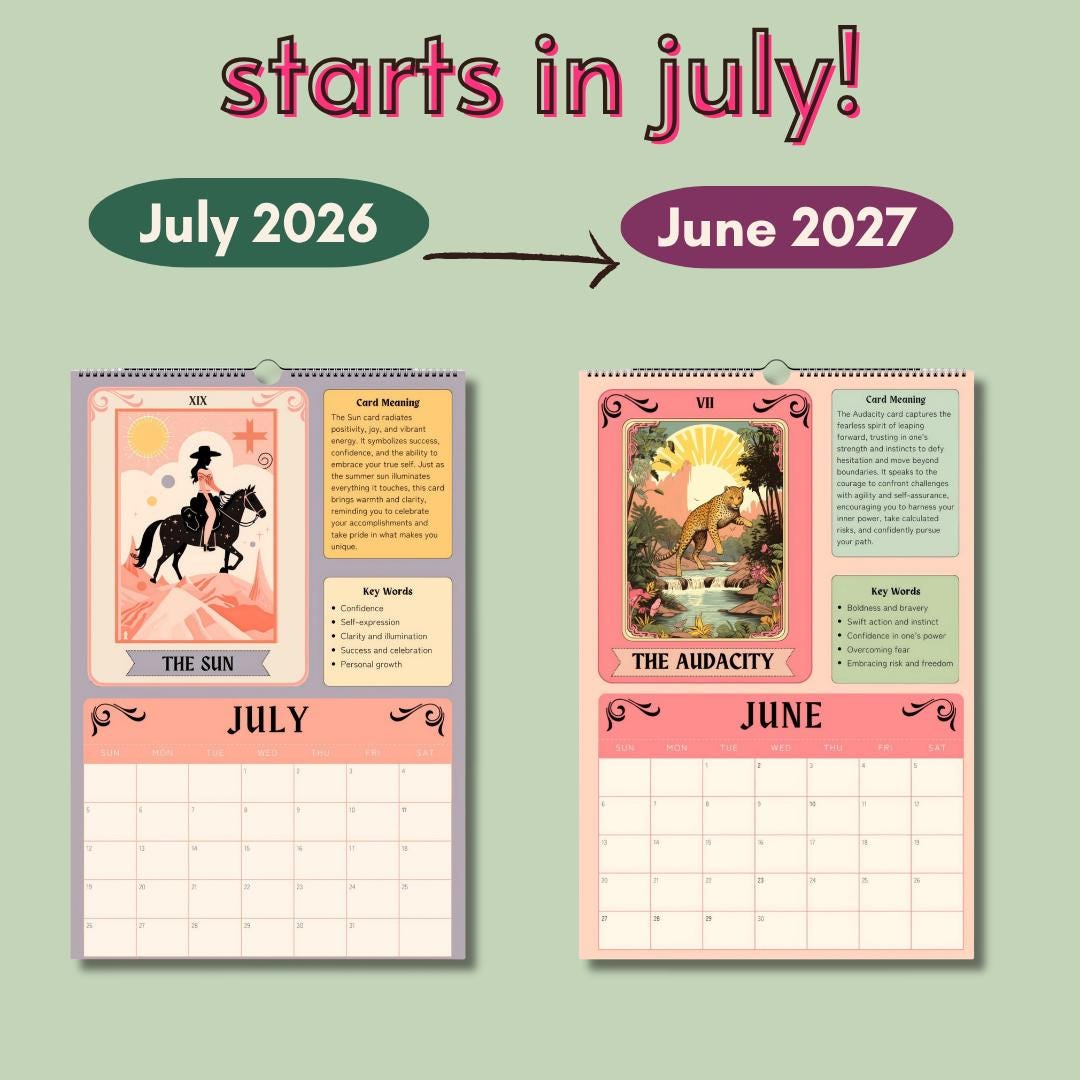 2026–2027 Mid Year Tarot Card Calendar Astrology Calendar – Witchy Calendar Tarot Card Gift Ideas –Astrology Gifts for Witchy Friend