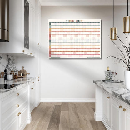 Boho Earth Tones Mid Year Calendar 2025–2026 – Academic Wall Planner – July Start – School Year Calendar – Aesthetic Dorm or Office Decor