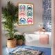 Colorful Crab Art Print – Maximalist Folk Art Coastal Bathroom Decor