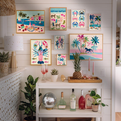 Cheetah Beach Print – Maximalist Coastal Leopard Wall Art, Tropical Eclectic Decor