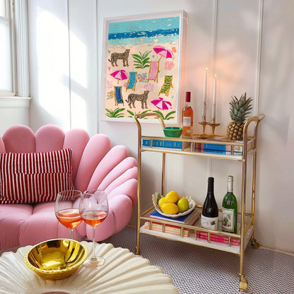Cheetah Beach Print – Maximalist Coastal Leopard Wall Art, Tropical Eclectic Decor