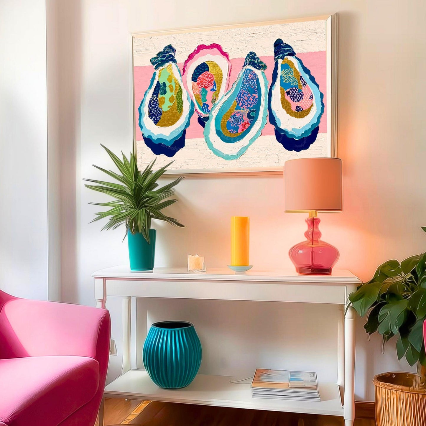 Layered Oyster Shell Print – Coastal Preppy Beach House Wall Art