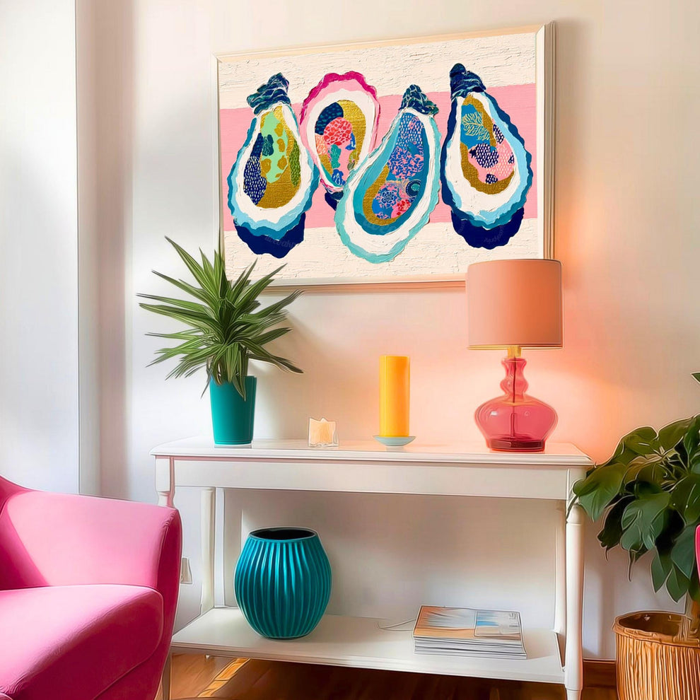 Layered Oyster Shell Print – Coastal Preppy Beach House Wall Art