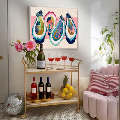 Layered Oyster Shell Print – Coastal Preppy Beach House Wall Art