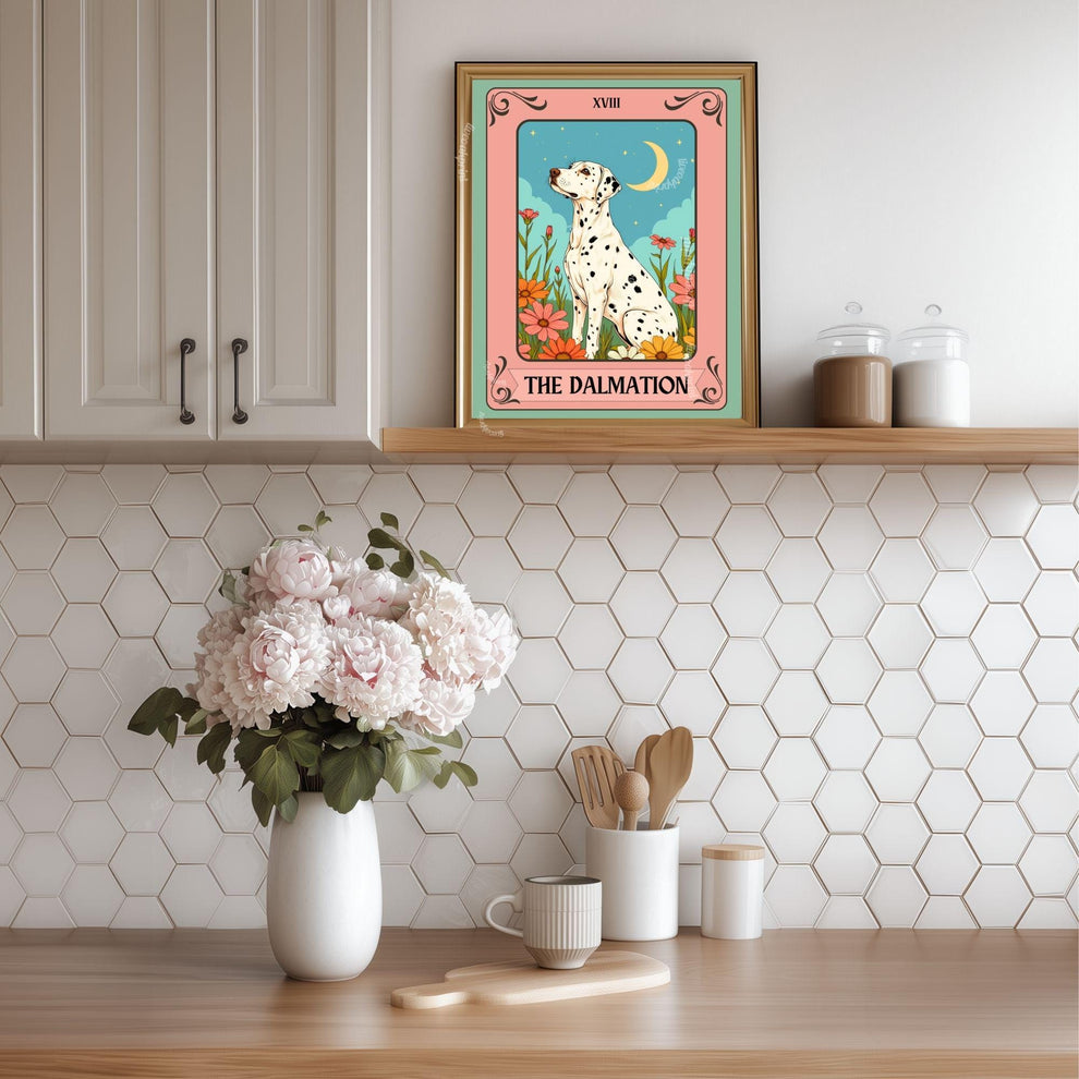 Dalmatian Tarot Card Print – The Dalmatian Dog Lover Gift Mystical Wall Art Vintage Tarot Dog Memorial Spiritual Decor