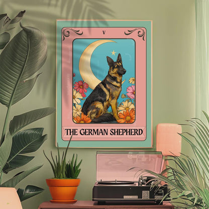 Dog Tarot Wall Art – Mystical Boho Print, Choose Your Dog Style