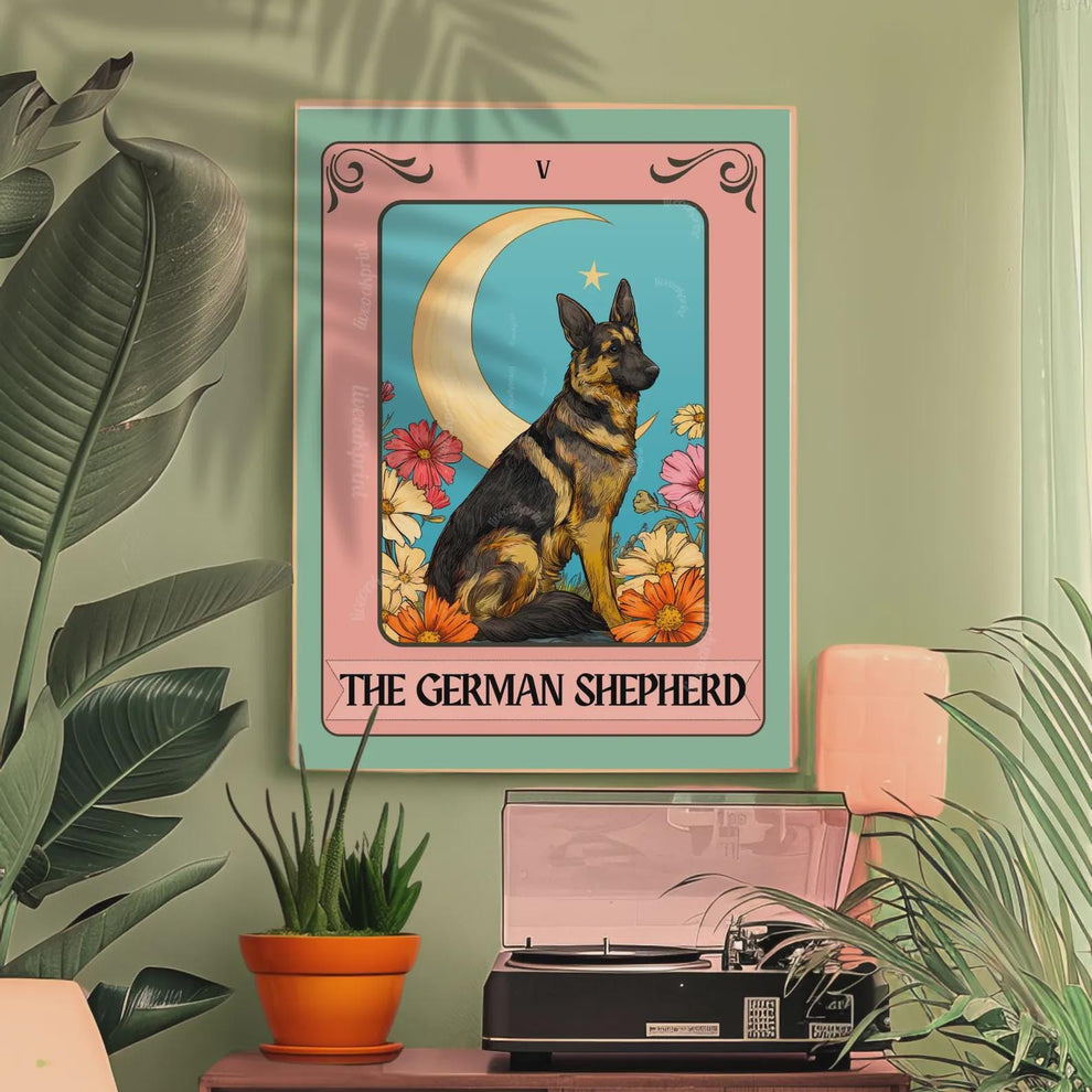 Dog Tarot Wall Art – Mystical Boho Print, Choose Your Dog Style