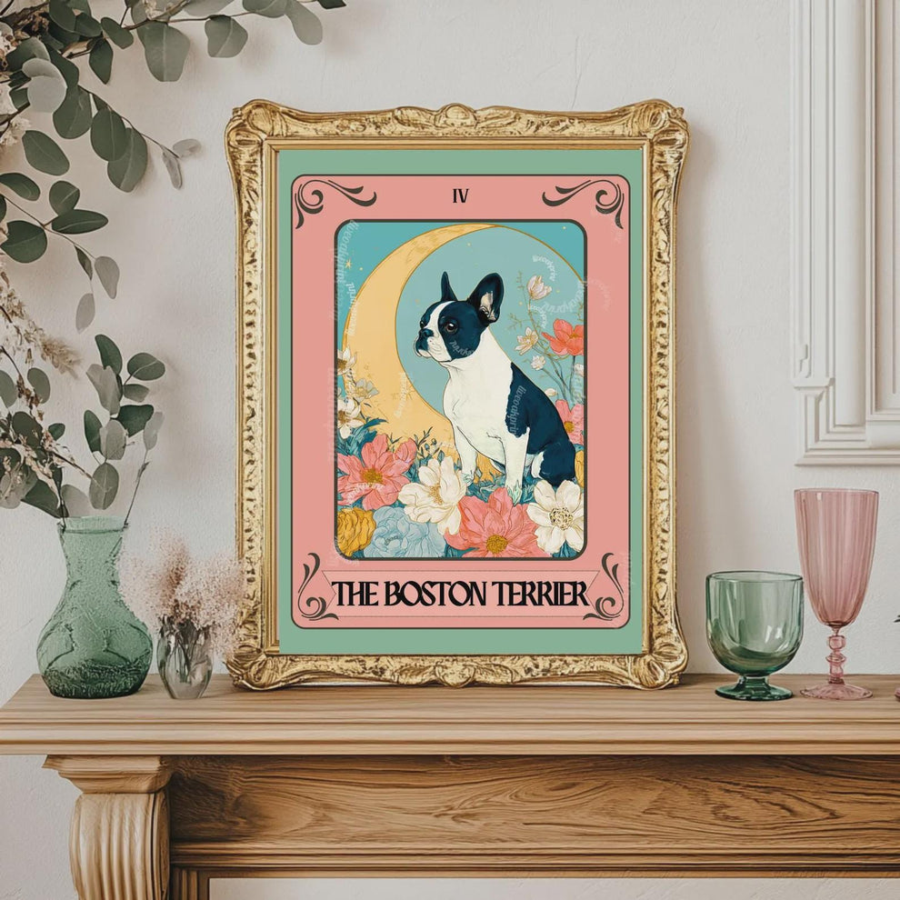 Dog Tarot Wall Art – Mystical Boho Print, Choose Your Dog Style