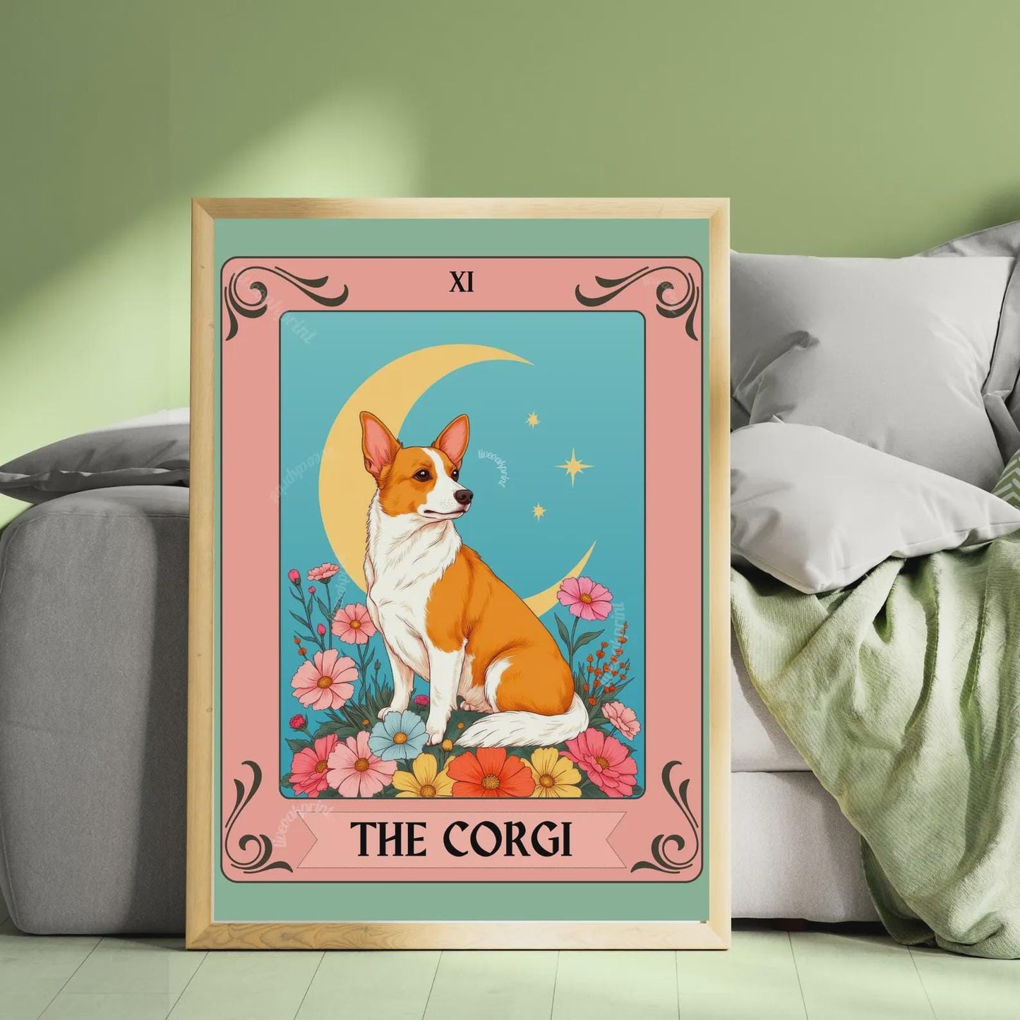 Dog Tarot Wall Art – Mystical Boho Print, Choose Your Dog Style