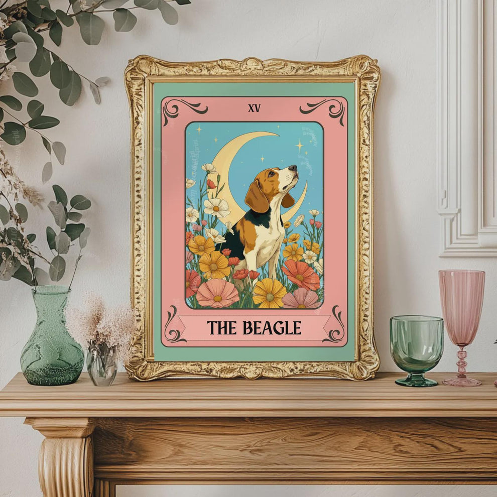 Dog Tarot Wall Art – Mystical Boho Print, Choose Your Dog Style