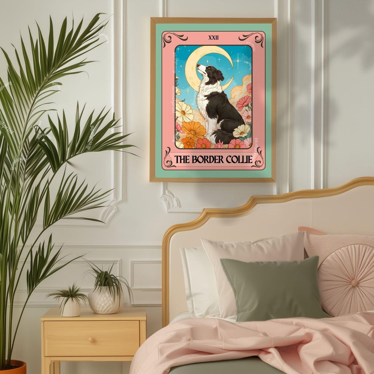 Border Collie Tarot Card Print – The Border Collie Dog Lover Gift Mystical Wall Art Vintage Tarot Dog Memorial Spiritual Decor