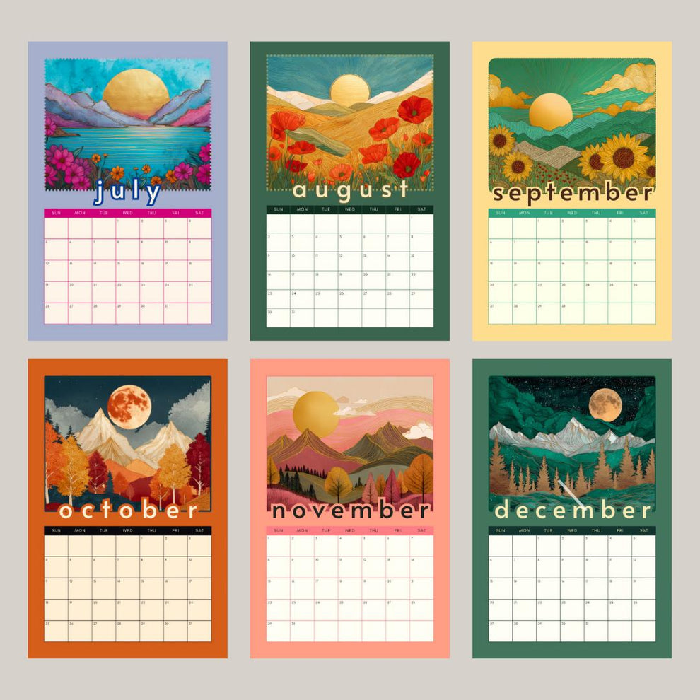Mountain Views Calendar 2025–2026 – Mid Year Wall Calendar – July Start Academic Planner – Nature Wall Art – Gift for Hikers Outdoor Lovers