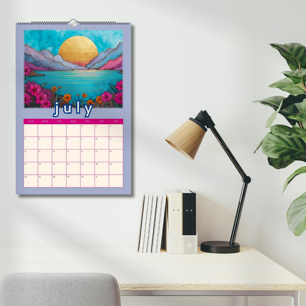 Mountain Views Calendar 2025–2026 – Mid Year Wall Calendar – July Start Academic Planner – Nature Wall Art – Gift for Hikers Outdoor Lovers
