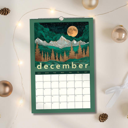 Mountain Views Calendar 2025–2026 – Mid Year Wall Calendar – July Start Academic Planner – Nature Wall Art – Gift for Hikers Outdoor Lovers